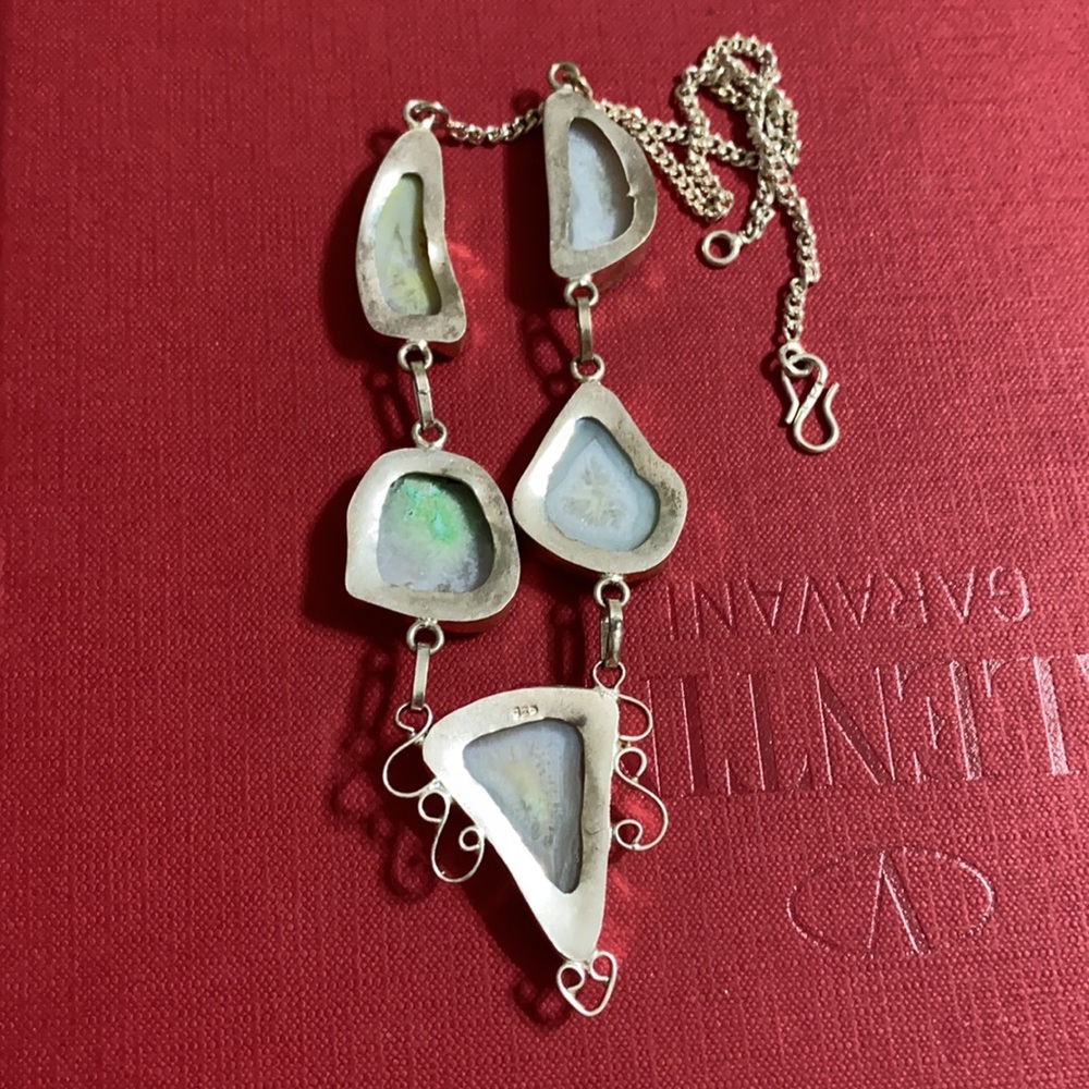 🖤RARE COLOR💕agate silver necklace - Picture 11 of 15